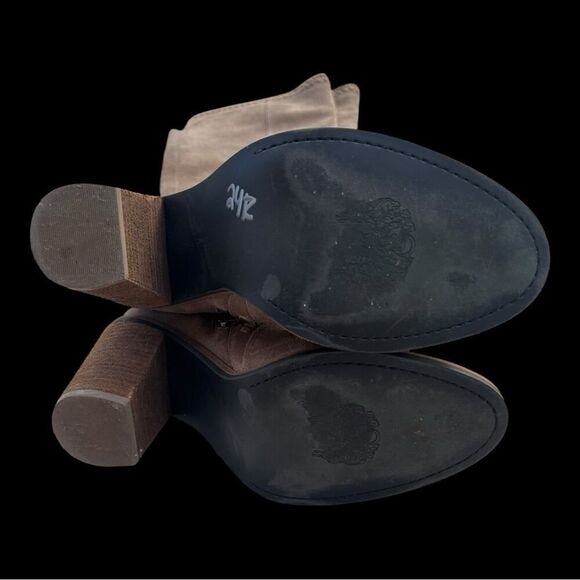 Brown Suede Boots Quiet Luzury Sz 9 n Knee‑High Block Heel Boho Chic Equestrian - Picture 12 of 16